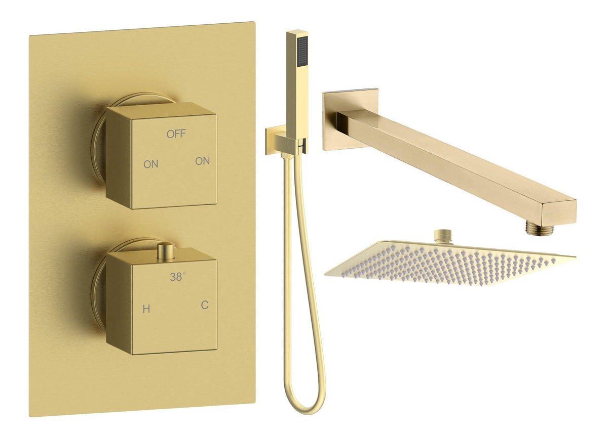 Colne Square Shower Valve & Kit Pack 4 - Brushed Brass