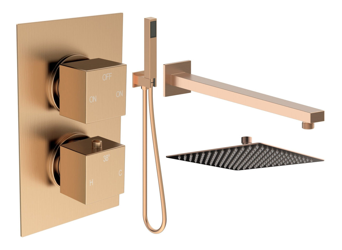 Colne Square Shower Valve & Kit Pack 4 - Brushed Bronze