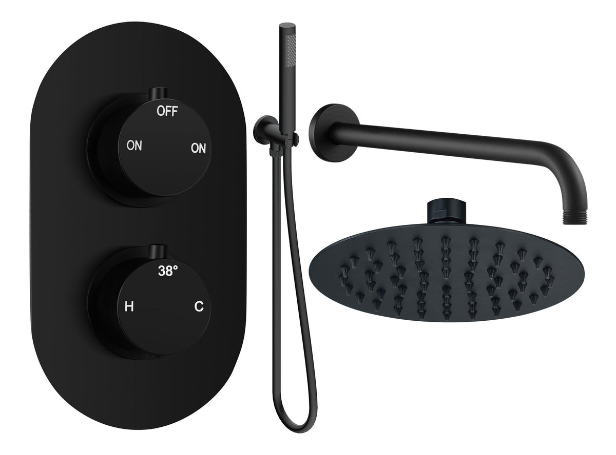 Aube Round Shower Valve & Kit Pack 4 - Matt Black