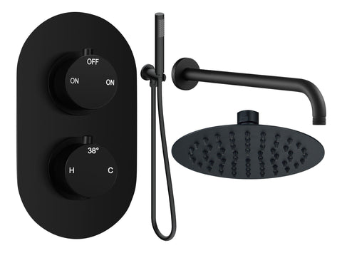 Aube Round Shower Valve & Kit Pack 4 - Matt Black