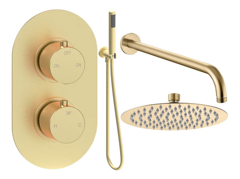 Aube Round Shower Valve & Kit Pack 4 - Brushed Brass