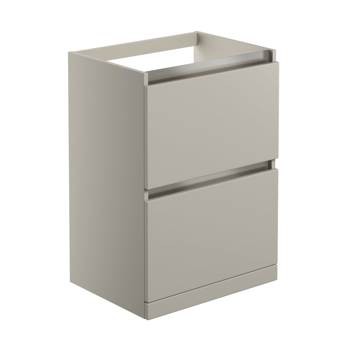 Camel 600mm 2 Drawer Floor Standing Basin Unit (No Top) - Matt Latte