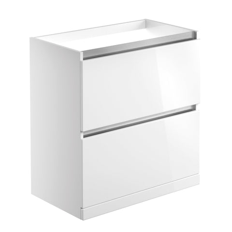 Camel 800mm 2 Drawer Floor Standing Basin Unit (No Top) - White Gloss