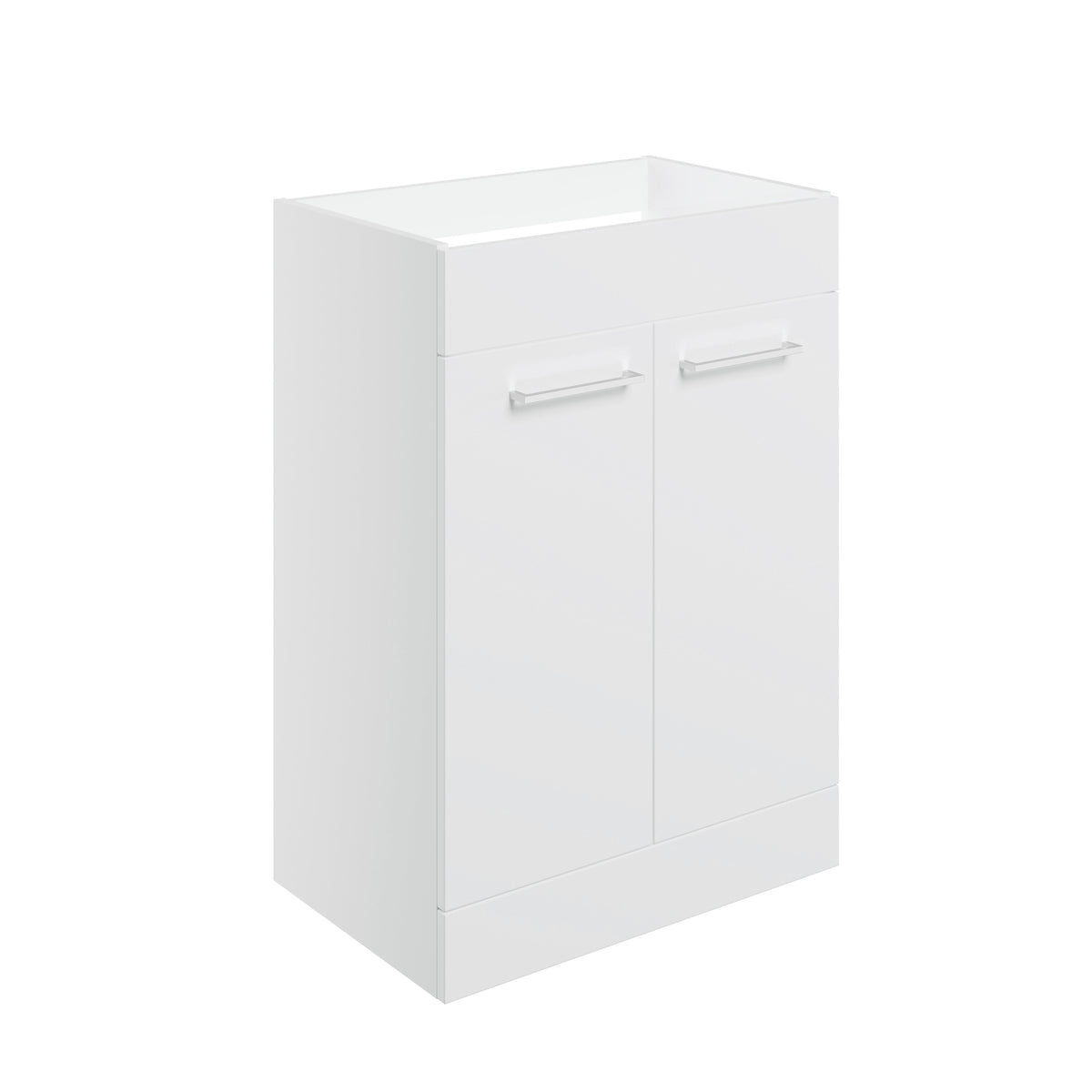 Volga 590mm Floor Standing 2 Door Basin Unit (No Top) - White Gloss