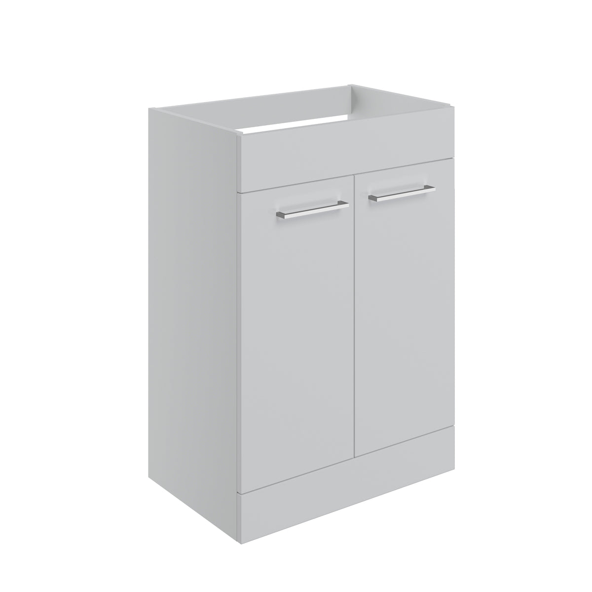 Volga 590mm Floor Standing 2 Door Basin Unit (No Top) - Grey Gloss