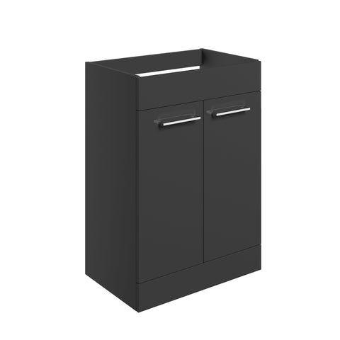 Volga 590mm Floor Standing 2 Door Basin Unit (No Top) - Anthracite Gloss
