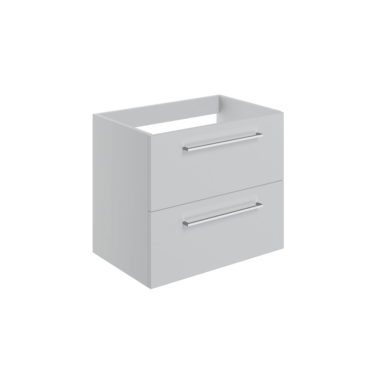 Volga 590mm Wall Hung 2 Drawer Basin Unit (No Top) - Grey Gloss