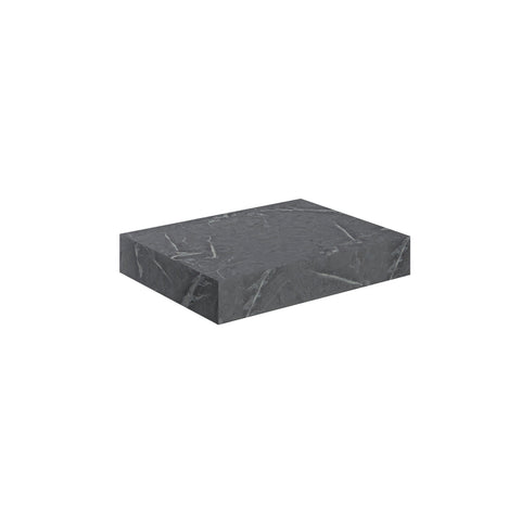 Character 600mm Wall Hung Grey Marble Basin Shelf & Black Bottle Trap
