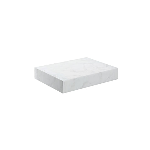 Character 600mm Wall Hung White Marble Basin Shelf & Black Bottle Trap