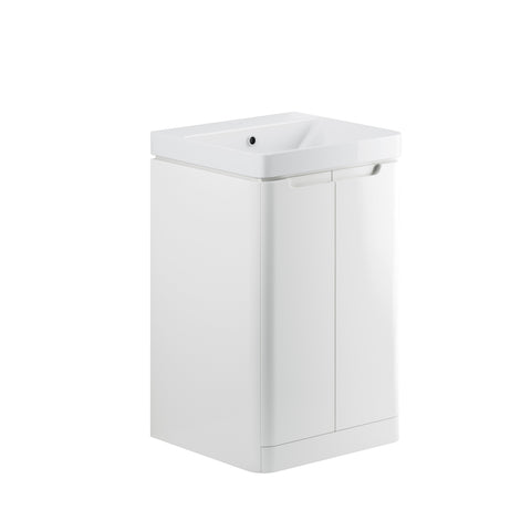 Lavant 500mm 2 Door Floor Standing Cloakroom Basin Unit - White Gloss