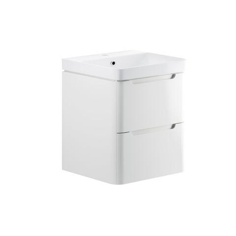 Lavant 605mm 2 Drawer Wall Hung Basin Unit - White Gloss