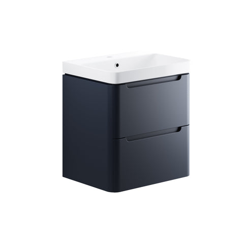 Lavant 605mm 2 Drawer Wall Hung Basin Unit - Matt Indigo
