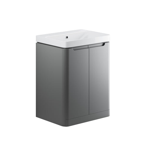 Lavant 605mm 2 Door Floor Standing Basin Unit - Matt Grey