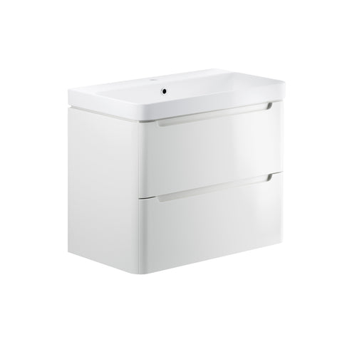 Lavant 805mm 2 Drawer Wall Hung Basin Unit - White Gloss