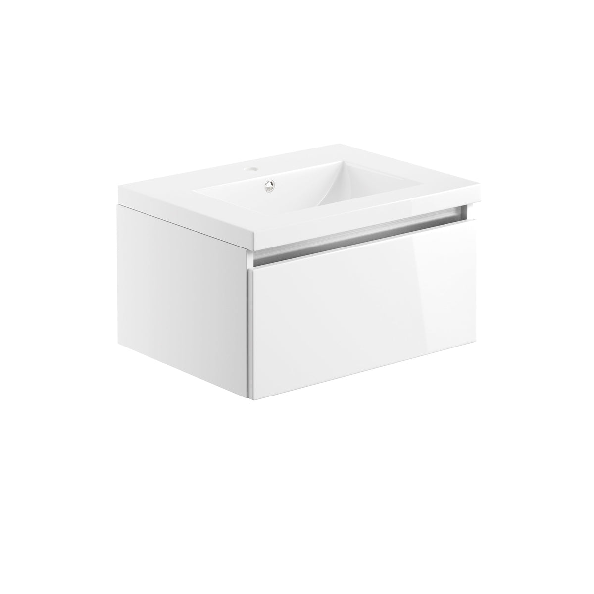Camel 615mm 1 Drawer Wall Hung Basin Unit Inc. Basin - White Gloss