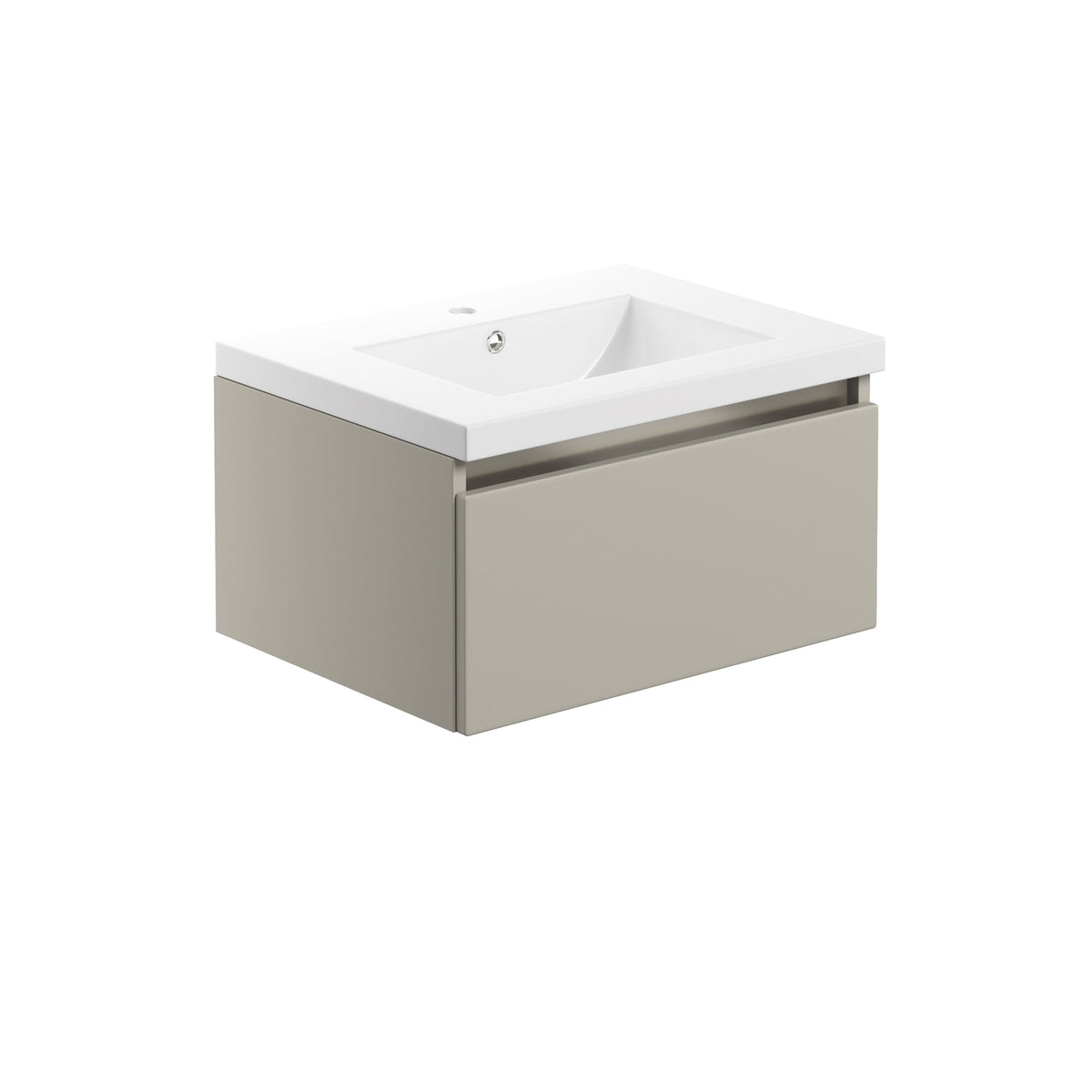 Camel 615mm 1 Drawer Wall Hung Basin Unit Inc. Basin - Matt Latte
