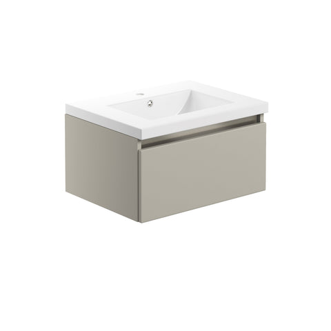 Camel 615mm 1 Drawer Wall Hung Basin Unit Inc. Basin - Matt Latte