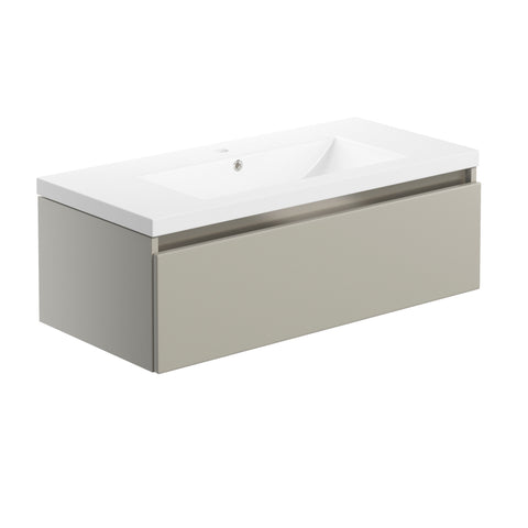 Camel 815mm 1 Drawer Wall Hung Basin Unit Inc. Basin - Matt Latte