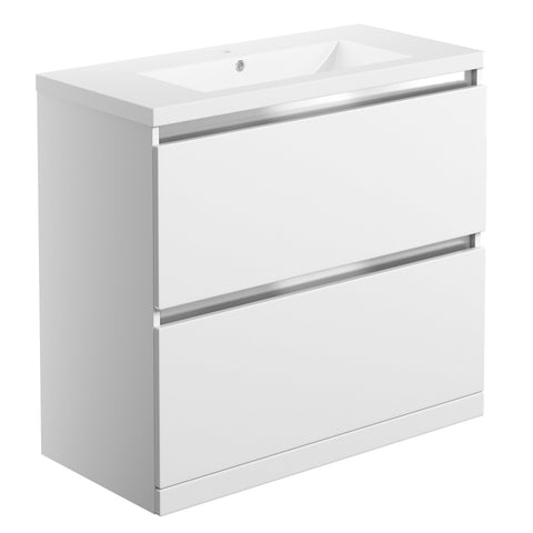 Camel 815mm 2 Drawer Floor Standing Basin Unit Inc. Basin - White Gloss