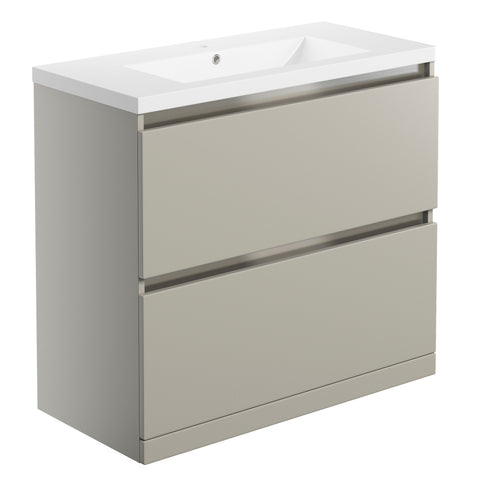 Camel 815mm 2 Drawer Floor Standing Basin Unit Inc. Basin - Matt Latte
