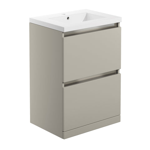 Camel 615mm 2 Drawer Floor Standing Basin Unit Inc. Basin - Matt Latte