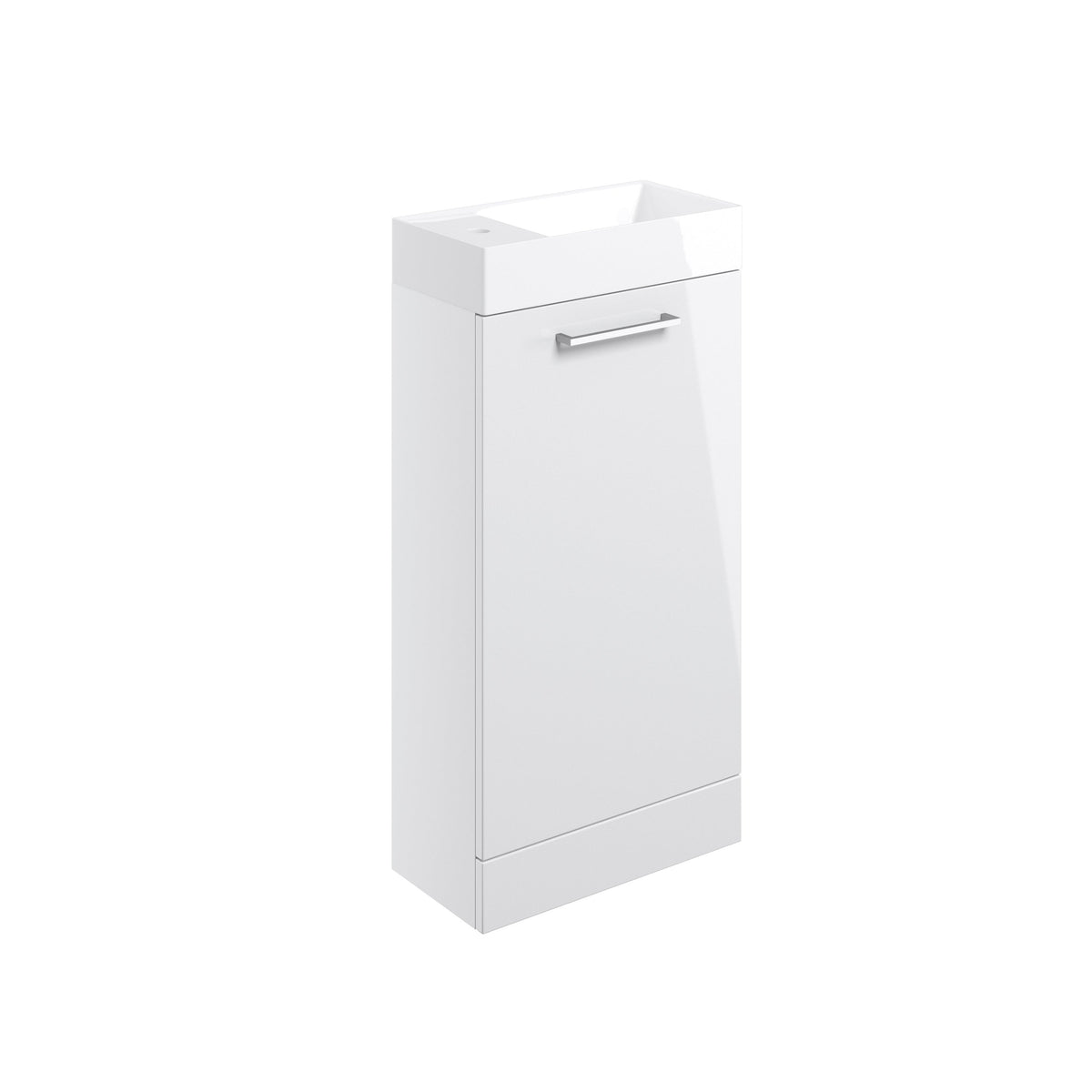 Volga 410mm Floor Standing 1 Door Basin Unit & 1TH Basin - White Gloss