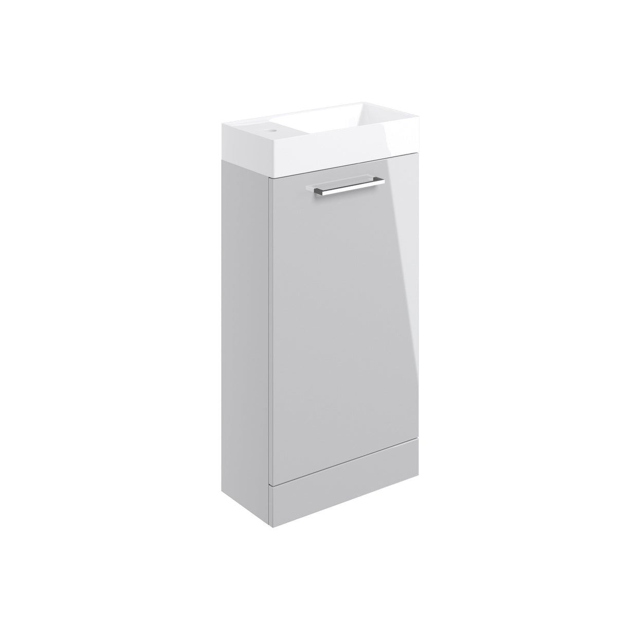 Volga 410mm Floor Standing 1 Door Basin Unit & 1TH Basin - Grey Gloss