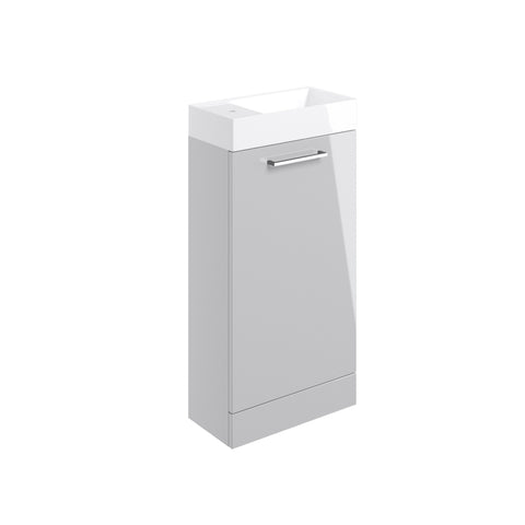 Volga 410mm Floor Standing 1 Door Basin Unit & 1TH Basin - Grey Gloss
