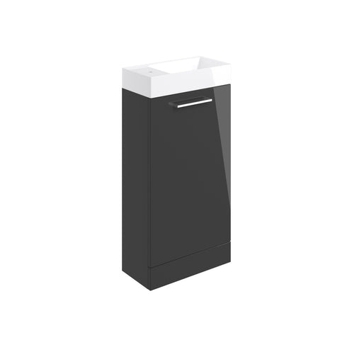 Volga 410mm Floor Standing 1 Door Basin Unit & 1TH Basin - Anthracite Gloss