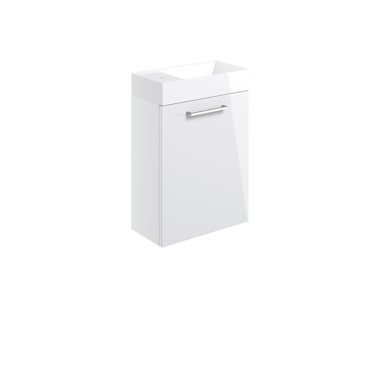 Volga 410mm Wall Hung 1 Door Basin Unit & 1TH Basin - White Gloss
