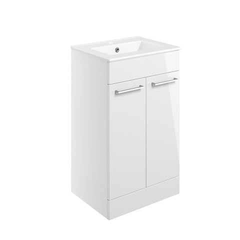 Volga 510mm Floor Standing Unit & Close Coupled WC Pack - White Gloss
