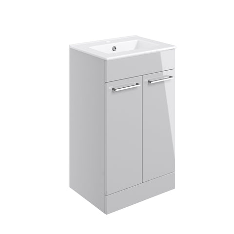 Volga 510mm Floor Standing Unit & Close Coupled WC Pack - Grey Gloss