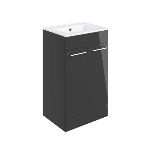 Volga 510mm Floor Standing Unit & Close Coupled WC Pack - Anthracite Gloss