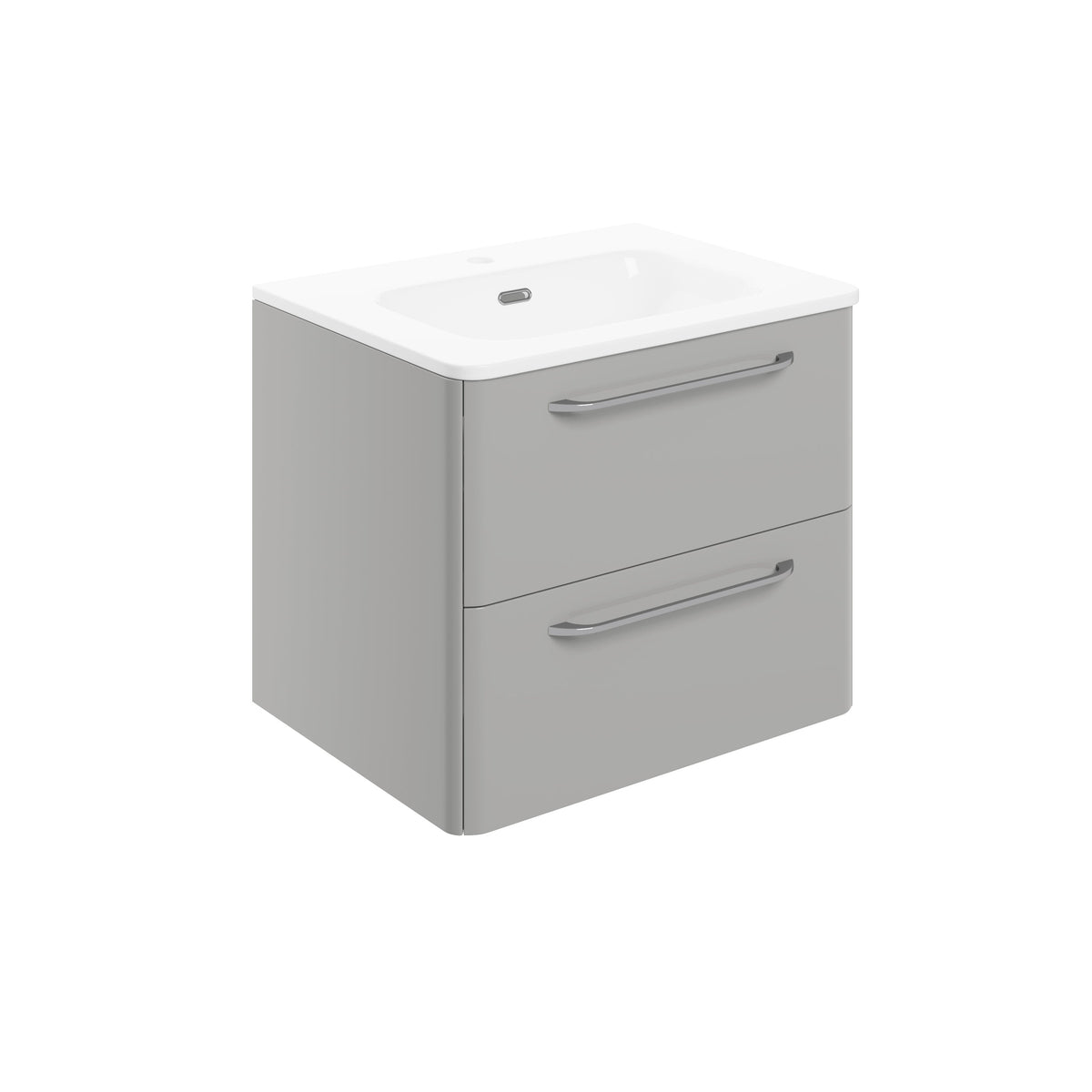 Gannel 610mm 2 Drawer Wall Unit & Basin - Grey Gloss