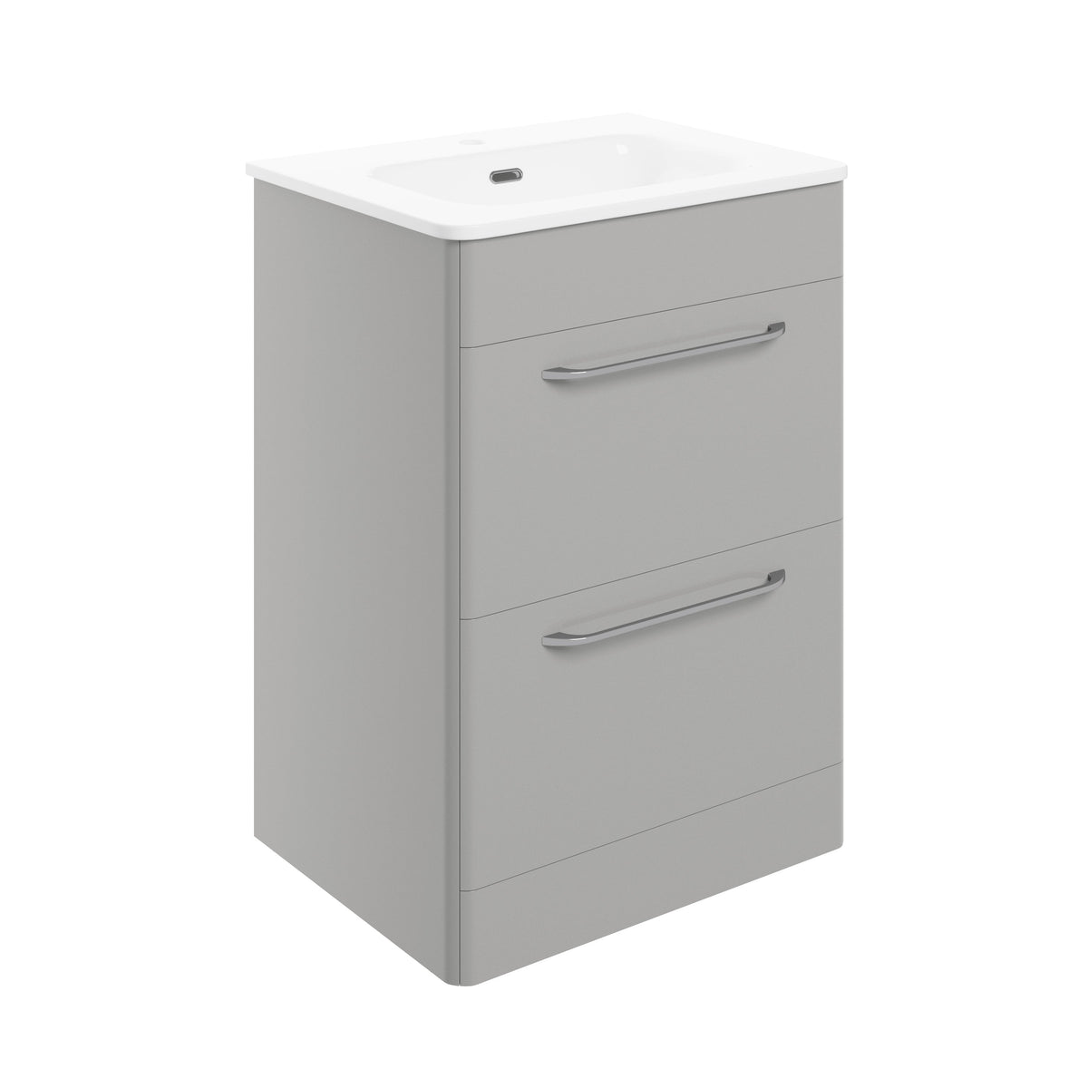 Gannel 610mm 2 Drawer Floor Unit & Basin - Grey Gloss