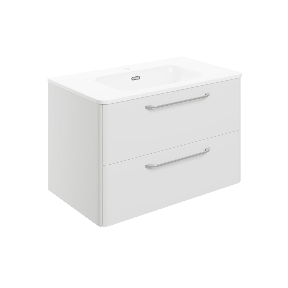 Gannel 810mm 2 Drawer Wall Unit & Basin - White Gloss