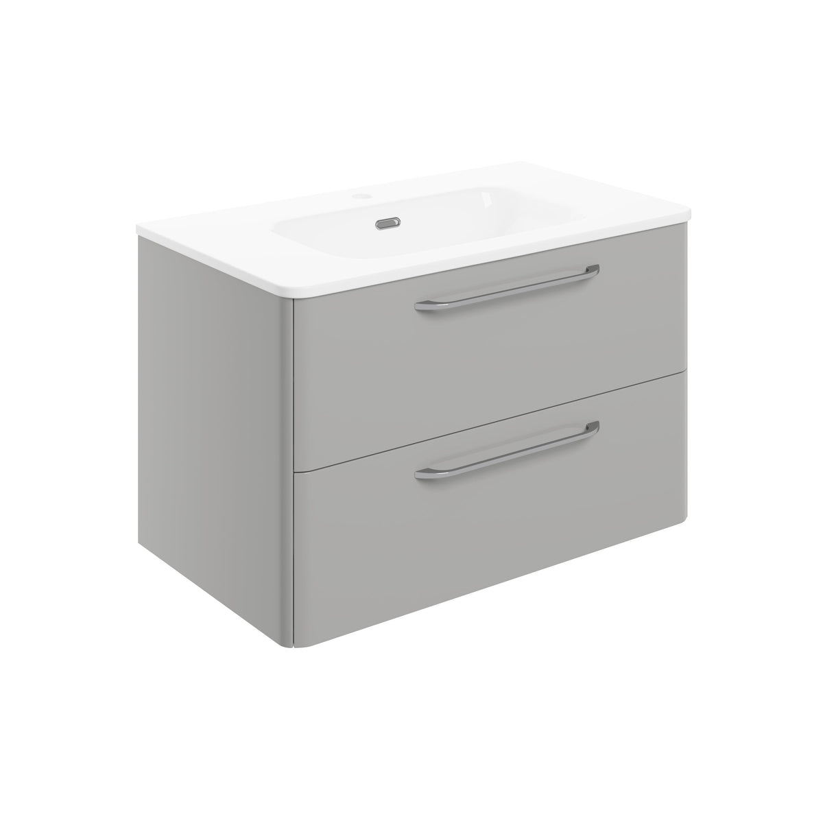 Gannel 810mm 2 Drawer Wall Unit & Basin - Grey Gloss