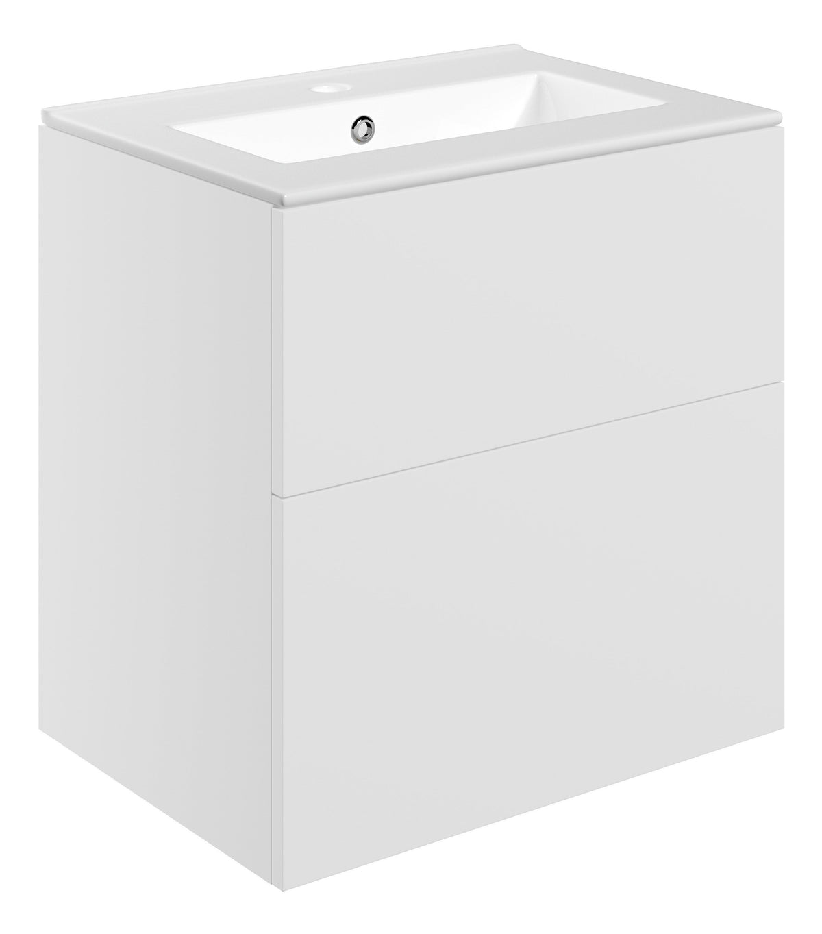 Stour 610mm Wall Hung 2 Drawer Basin Unit & 1TH Basin - Matt White