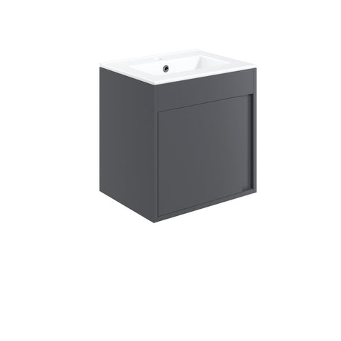 Elchaig 510mm Wall Hung Unit Inc. Basin - Matt Graphite Grey