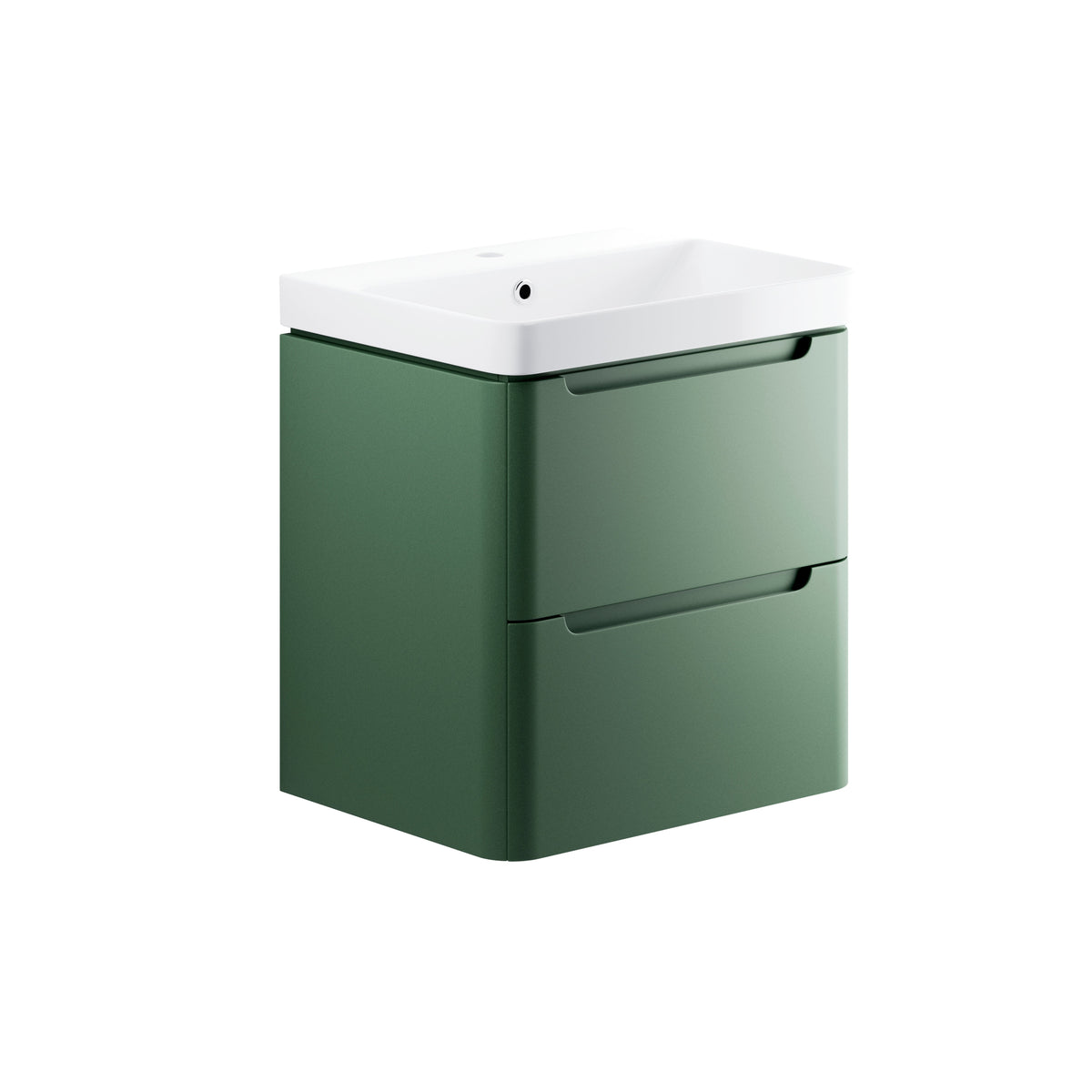 Lavant 605mm 2 Drawer Wall Hung Basin Unit - Matt Sage Green