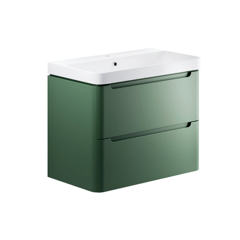 Lavant 805mm 2 Drawer Wall Hung Basin Unit - Matt Sage Green