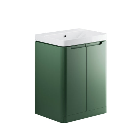 Lavant 605mm 2 Door Floor Standing Basin Unit - Matt Sage Green