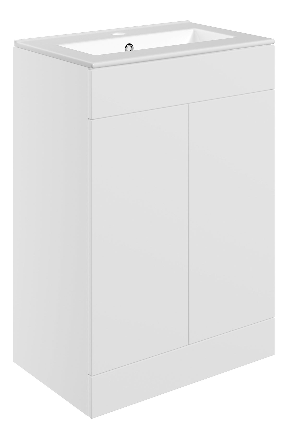 Stour 610mm Floor Standing 2 Door Basin Unit & 1TH Basin - Matt White