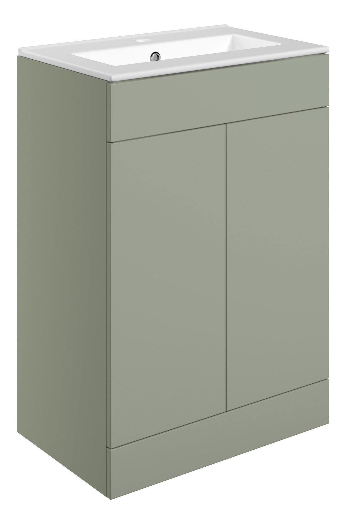 Stour 610mm Floor Standing 2 Door Basin Unit & 1TH Basin - Matt Olive Green