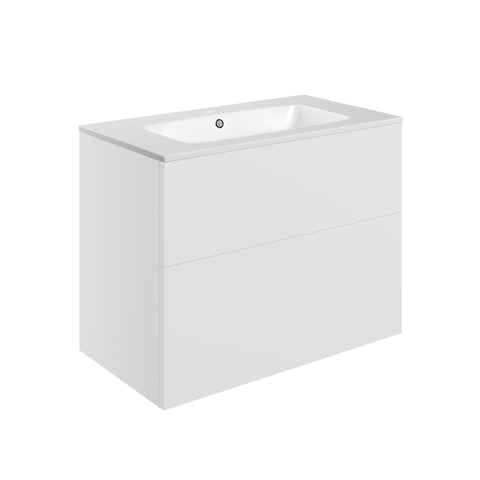 Stour 815mm Wall Hung 2 Drawer Basin Unit & 1TH Basin - Matt White