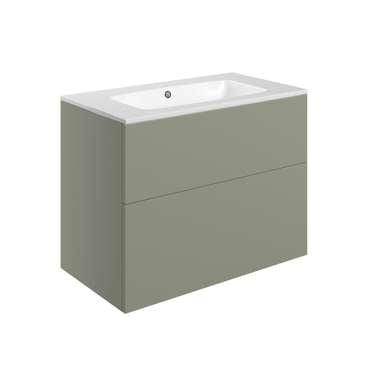 Stour 815mm Wall Hung 2 Drawer Basin Unit & 1TH Basin - Matt Olive Green