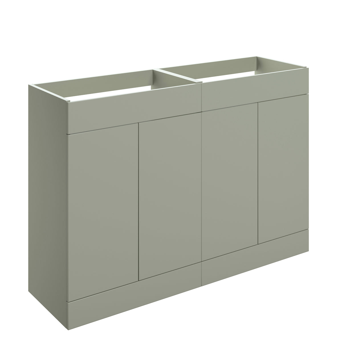 Stour 1180mm Floor Standing 4 Door Basin Unit (No Top) - Matt Olive Green