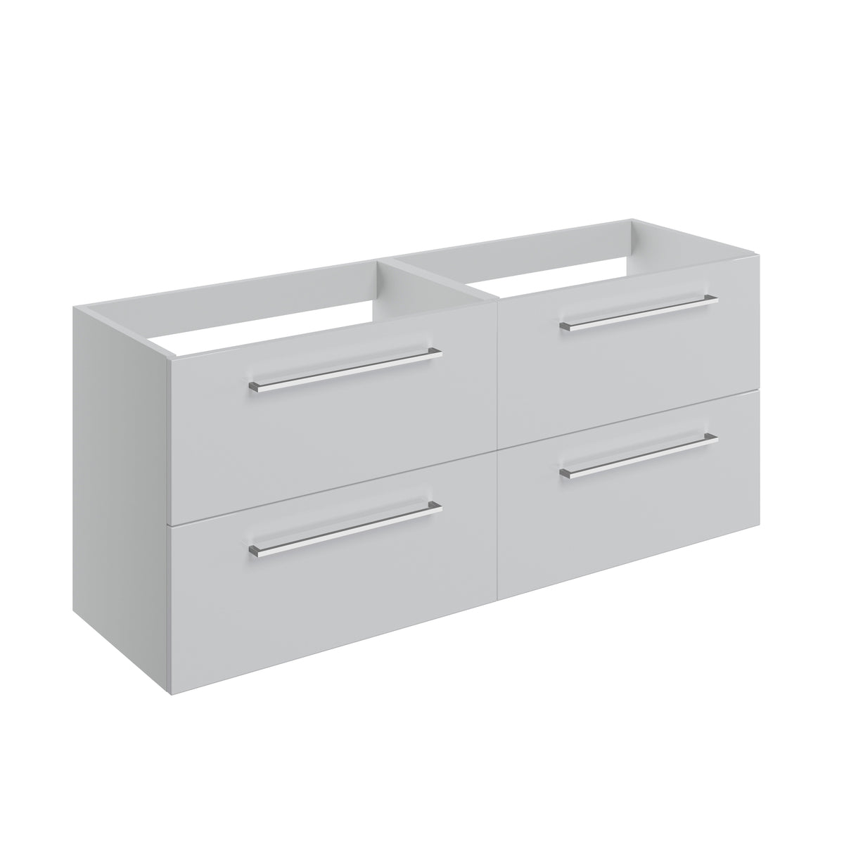 Volga 1180mm Wall Hung 2 Drawer Basin Unit Run (No Top) - Grey Gloss