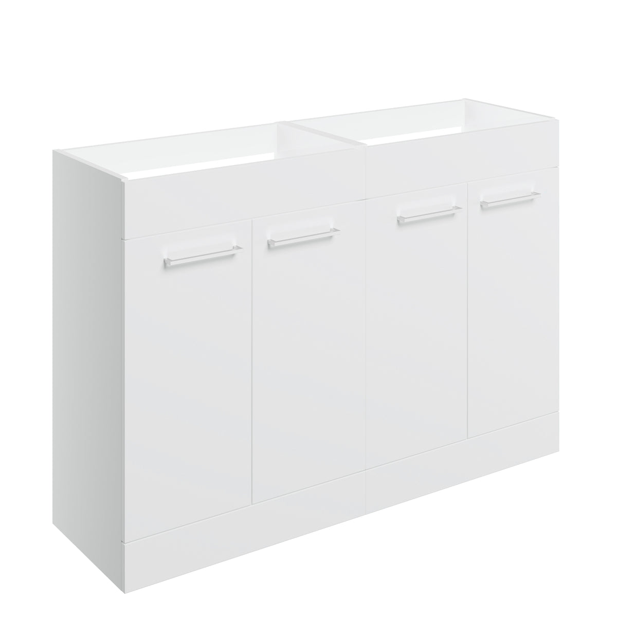 Volga 1180mm Floor Standing 2 Door Basin Unit Run (No Top) - White Gloss