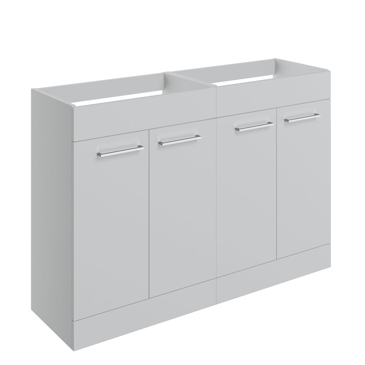 Volga 1180mm Floor Standing 2 Door Basin Unit Run (No Top) - Grey Gloss